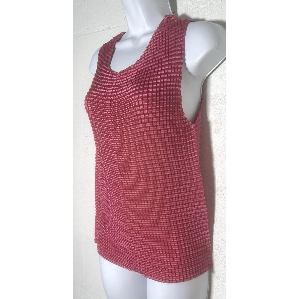 Crinkle Popcorn Top Sz XL Fuchsia Pink  Stretch  Sleeveless  Classic No Tags 90s